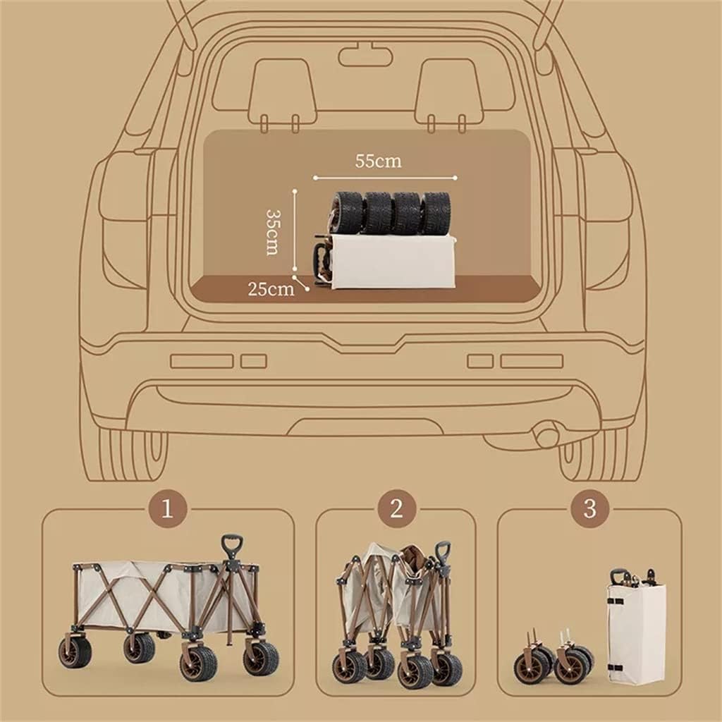 JSEIAJB Portable Detachable Folding Four-Way Wide Wheel Trolley Outdoor Campground Car Picnic Pull cart