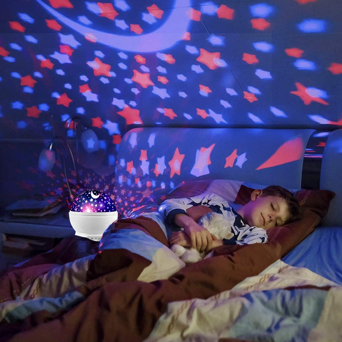 Star Projector Night Lights for Kids, Fun Gifts for 1-4-6-14 Year Old Girl and Boy, Projection Lamp for Kids Bedroom Ceiling, Stars and Moon for Child Asleep Peacefully (White)