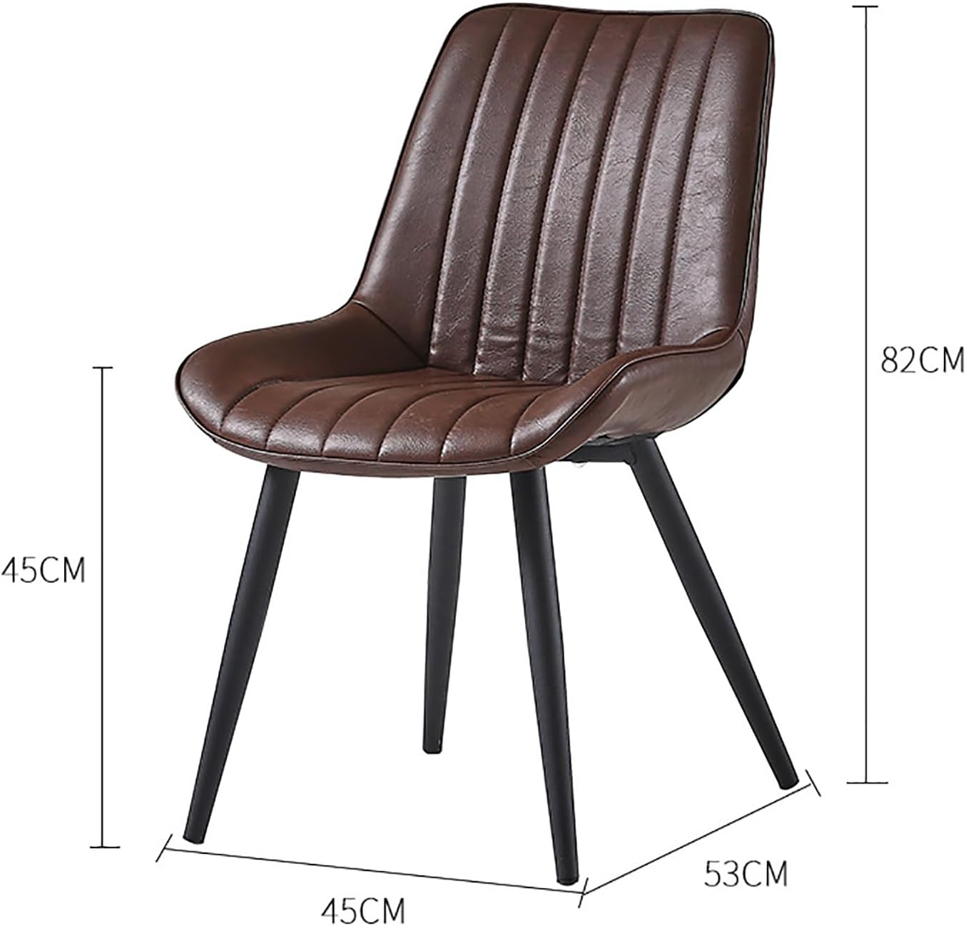 Dining Chairs Vintage Kitchen Counter Chairs Lounge Leisure Living Room Corner Chairs with Metal Legs Pu Leather Seat and Backrests/Black/E