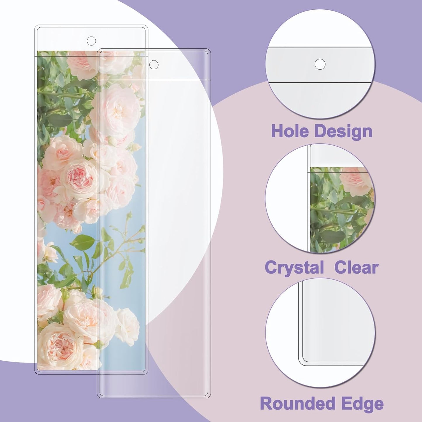 100 PCS Clear Bookmark Sleeves, 7.5 x 2.5 Inch Blank Bookmark Holder Large Clear Photo Booth Sleeves with Hole Book Marker Cover Holder for Wedding Valentine’s Party Favor Decoration