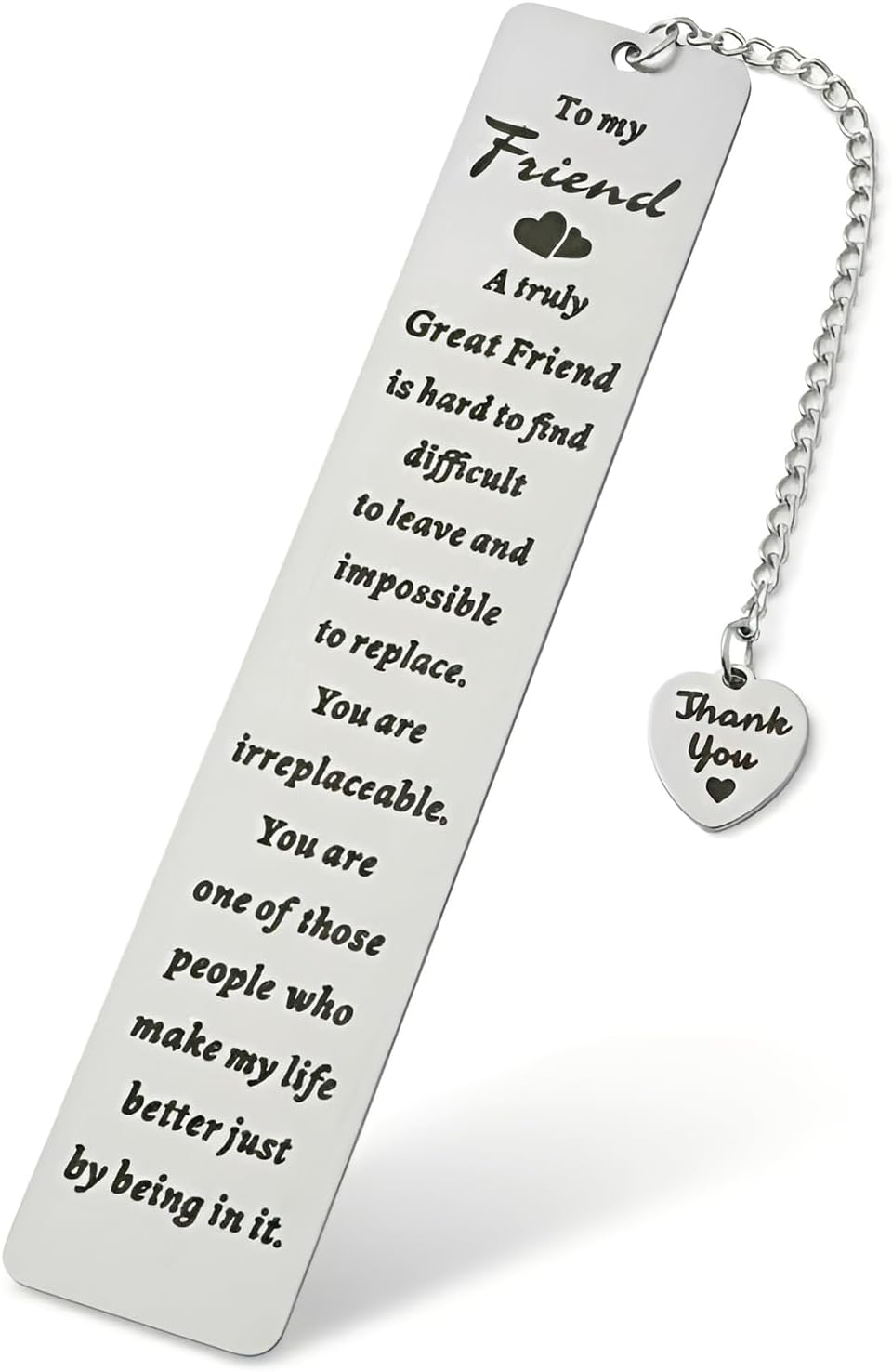 Bookmarks for Women – Best Friend Birthday Gifts for Women, Friendship Gifts, Inspirational Metal Bookmark with Chain & Heart Charm – Thoughtful Friendship Gift for Birthday, Thank You