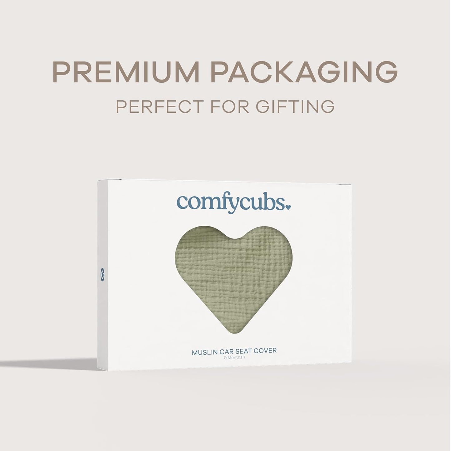 Comfy Cubs Baby Car Seat Cover - Soft, Breathable Bamboo Rayon and Muslin Cotton Blend - Lightweight Canopy for Sun, Bug, and Comfort Protection - Large Size Infant Seat Cover in Sage Design