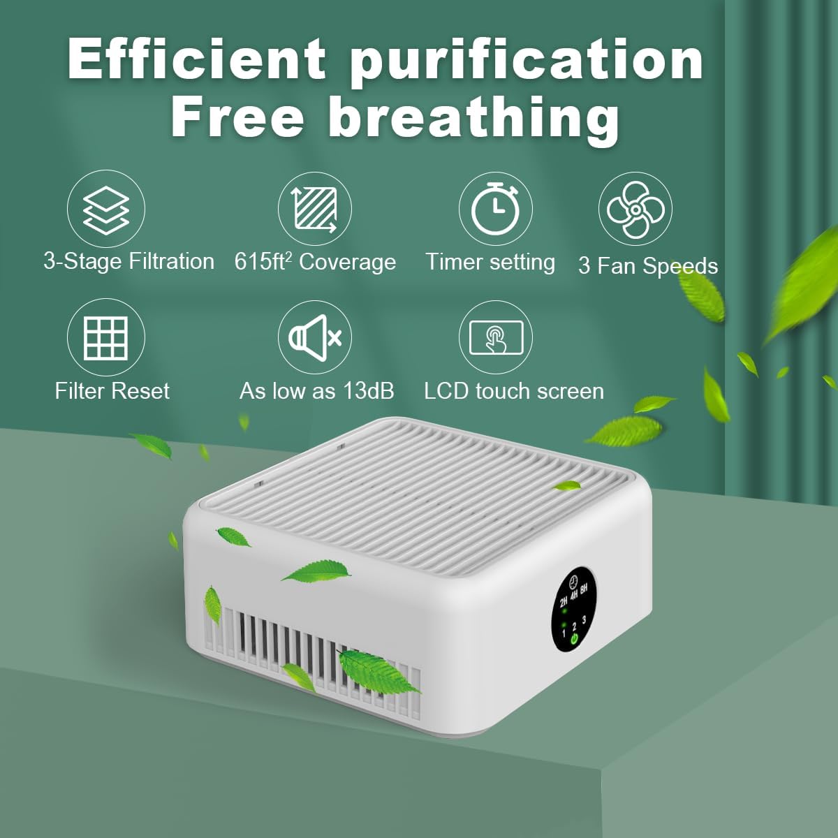 Air Purifiers for Home,True HEPA Small Air Purifier for Dorm Room, Up to 615 Ft²,15dB Quiet,for Smoke Odors,Portable Mini Air Purifier,Desk Air Filter for Office, RV,Bedroom,Travel (Elegant White)