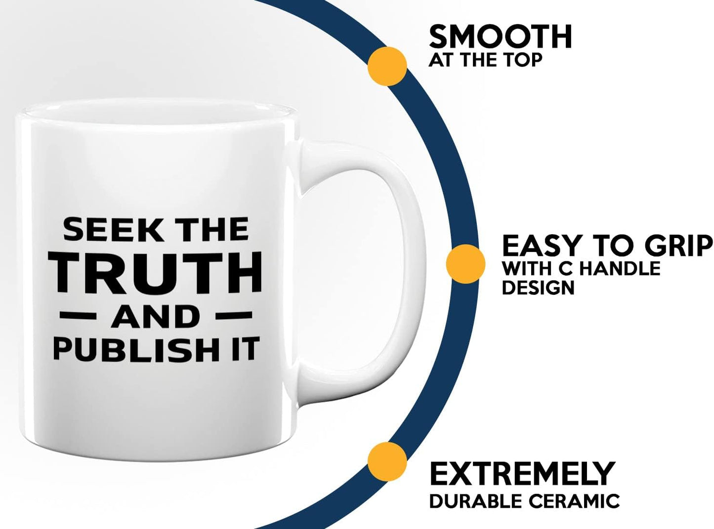 Journalist Coffee Mug 11oz White -Truth and Publish It - Reading Lover Book Club Gift Author Appreciation Writer Journalism Novelist Scriptwriter