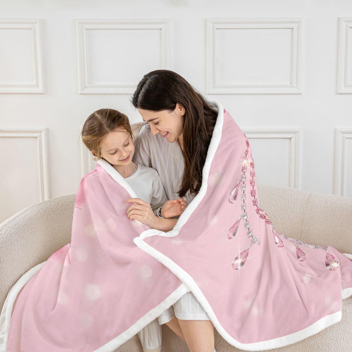 Feelyou Cute Bow Sherpa Throw Blanket for Couch Princess Bowknot Super Soft Cozy Fleece Pink Blanket for Winter, Plush Throw Throw 50"x60" All Season