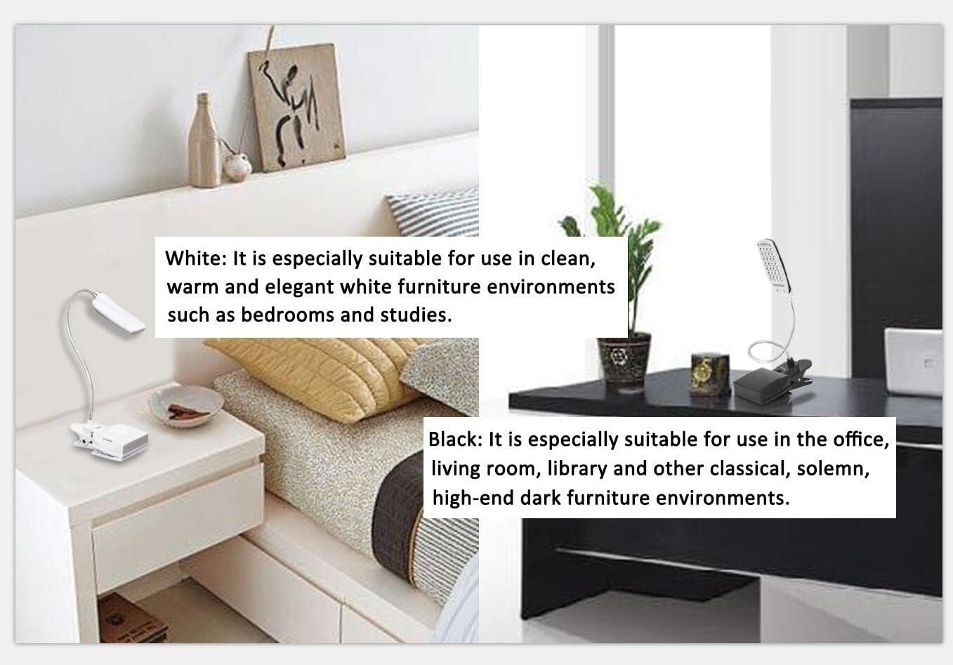 RicoRich Book Light for Reading in Bed,Clip on LED Book Lights, USB/DC and AA Battery Operated Portable Desk Lamp,3 Brightness Levels for Bookworms,Kids,Piano Player,Camping,Travel (Black)