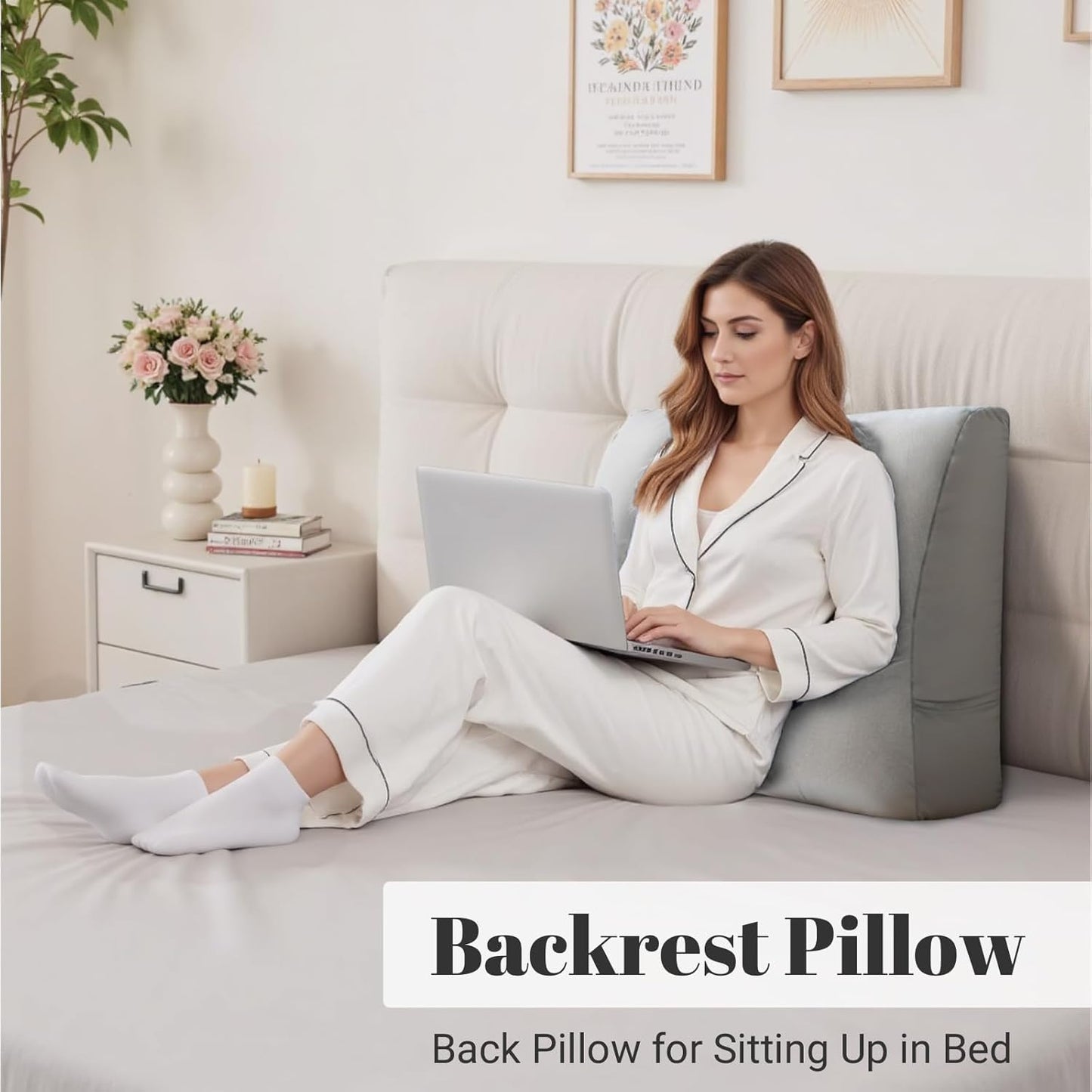 Back Support Pillow for Couch – Bed Rest Back Pillow with Removable Cover, Comfortable Back Pillows for Sitting in Bed or Sofa for Living Room, Bedroom, and Home Decor