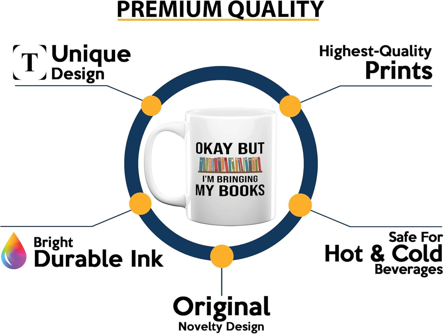 Book Lover Coffee Mug 11oz White -Bringing My Books - Writer Editor Bookish Librarian Bibliophile Bookish Grammar Philosophers