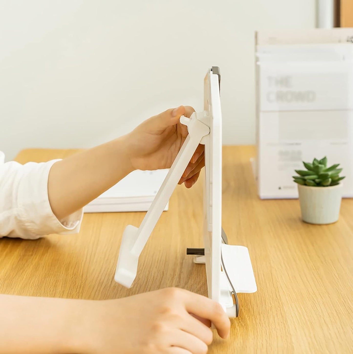 Book Stands and Holders for Reading Book Stand Adjustable Reading Holder Portable Cookbook Tablet Textbook Document Bookstand for Kitchen Library Office 11 x 9 inch for Kitchen and Office (White )