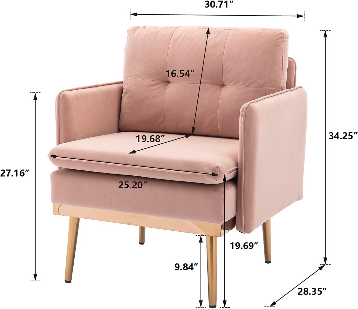 Upholstered Sofa Chairs Modern Single Reading Chair Fabric Armchair for Living Room Ergonomic Lounge Chair Club Chair Home Seating