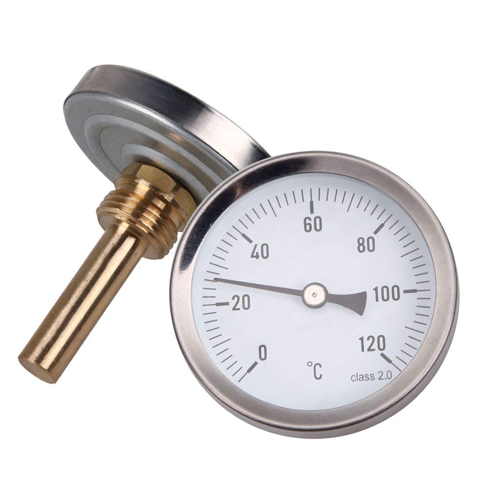 Analog Thermometer 63mm Dial Horizontal ，Horizontal Aluminum Temperature Indicator 0-120°C