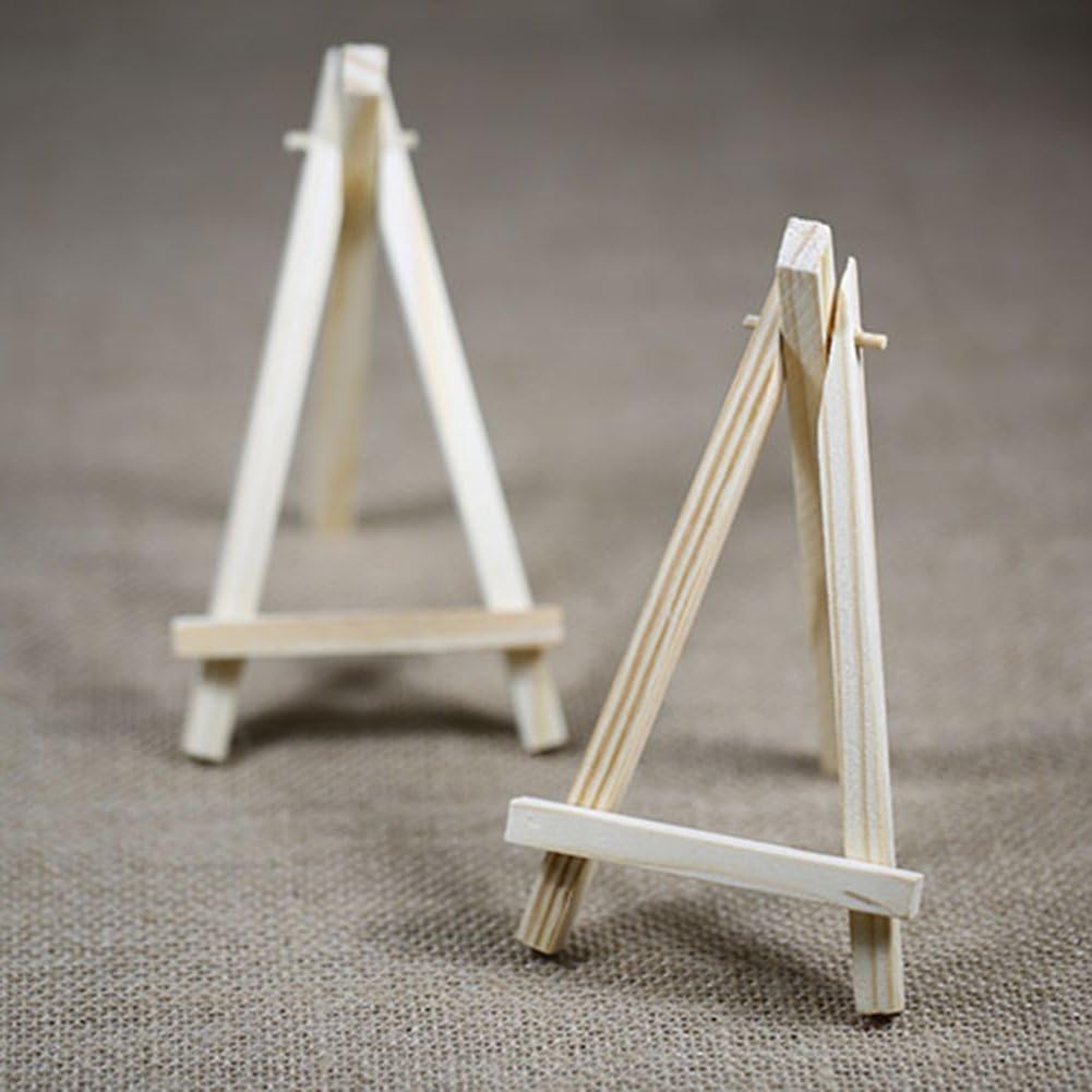 SK 12pcs Mini Wooden Easels Display Stand Photo Painting Display Portable Tripod Holder Stand- 6Inch (Wood)