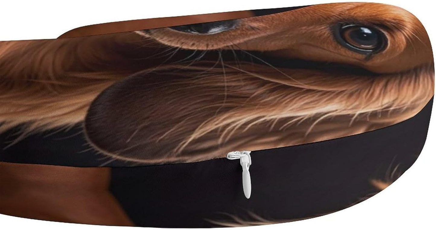 Long Haired Dachshund Neck Pillow Memory Foam U Shaped Pillows Portable Pillows for Shoulder Travel Head Support Pillow with Concealed Zipper for Airplane Car Home Office