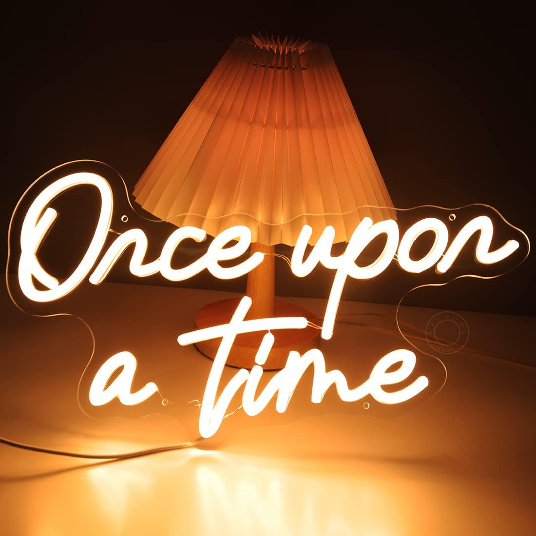 SYLHOME Once Upon A Time LED Neon Light Sign Home Bedroom Kids Room Nursery Wall Decor Sign Words Art Wedding Birthday Bookshelf Decor 5V USB 15.8"X8.9"