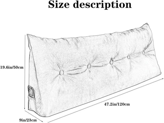 Headboard Reading Body Pillow, Removable Large Backrest Lumbar Pillows Triangular Positioning Wedge Pillow Bolster Cushion Bed Rest Pillows(Purple,120 * 20 * 50cm)