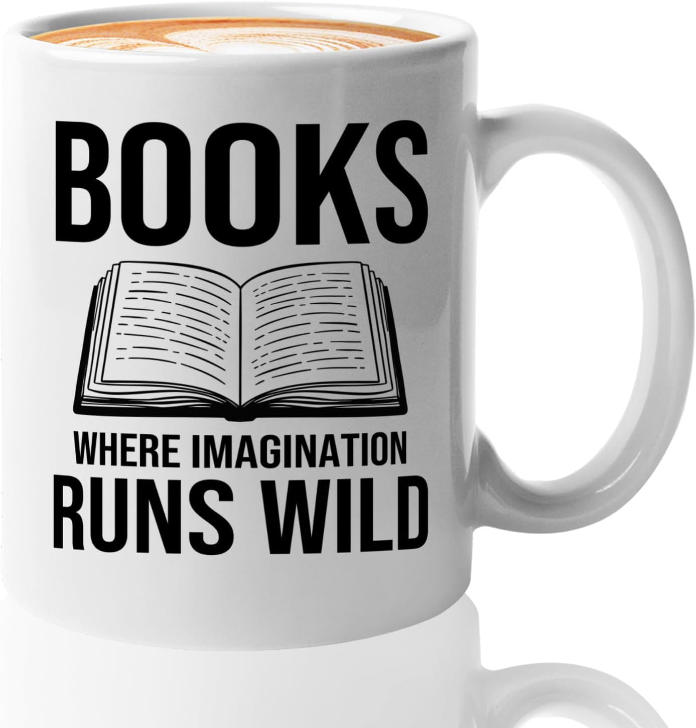Book Lover Coffee Mug 11oz White -Books Where Imagination - Bookworm Literature Library Book Lover Reader Booked Editor Intellectual Studious