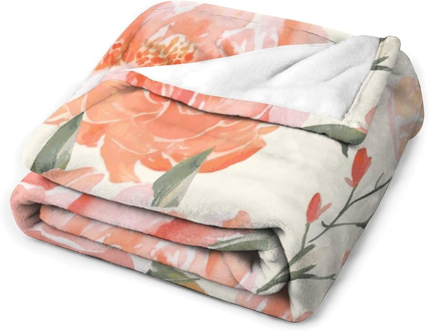 Peach Peony Blanket Super Soft Lightweight Throw Blanket Cute Cozy Warm Bed Blanket Decorative Fuzzy Blanket All-Season Home Decor Gift for Sofa Couch Living Room 40"*50" （100 * 130cm）