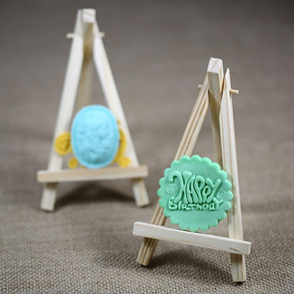 SK 12pcs Mini Wooden Easels Display Stand Photo Painting Display Portable Tripod Holder Stand- 6Inch (Wood)