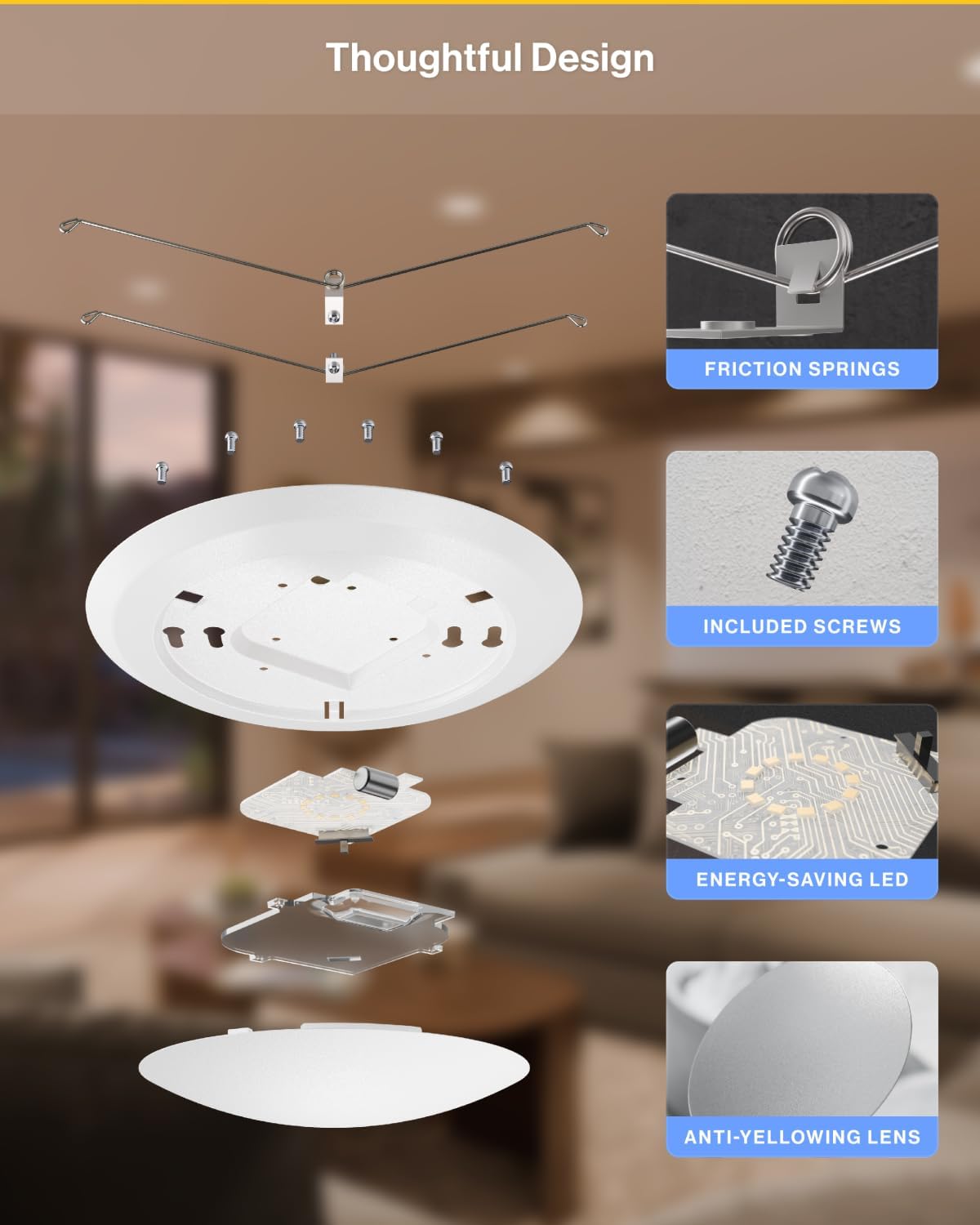 Sunco 24 Pack LED Disc Lights Ceiling 6 Inch, Flush Mount Disk Light, Recessed Can Lighting, 1050 LM, 15W (75W Equivalent), Selectable CCT 3000K/4000K/5000K/6000K/6500K, Dimmable, Damp Rated ETL