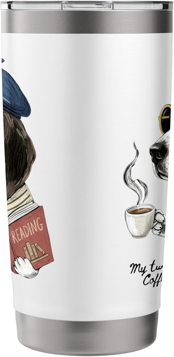 Dog Reading Book Coffee Dark Academia Intellectual Reader Stainless Steel Insulated Tumbler