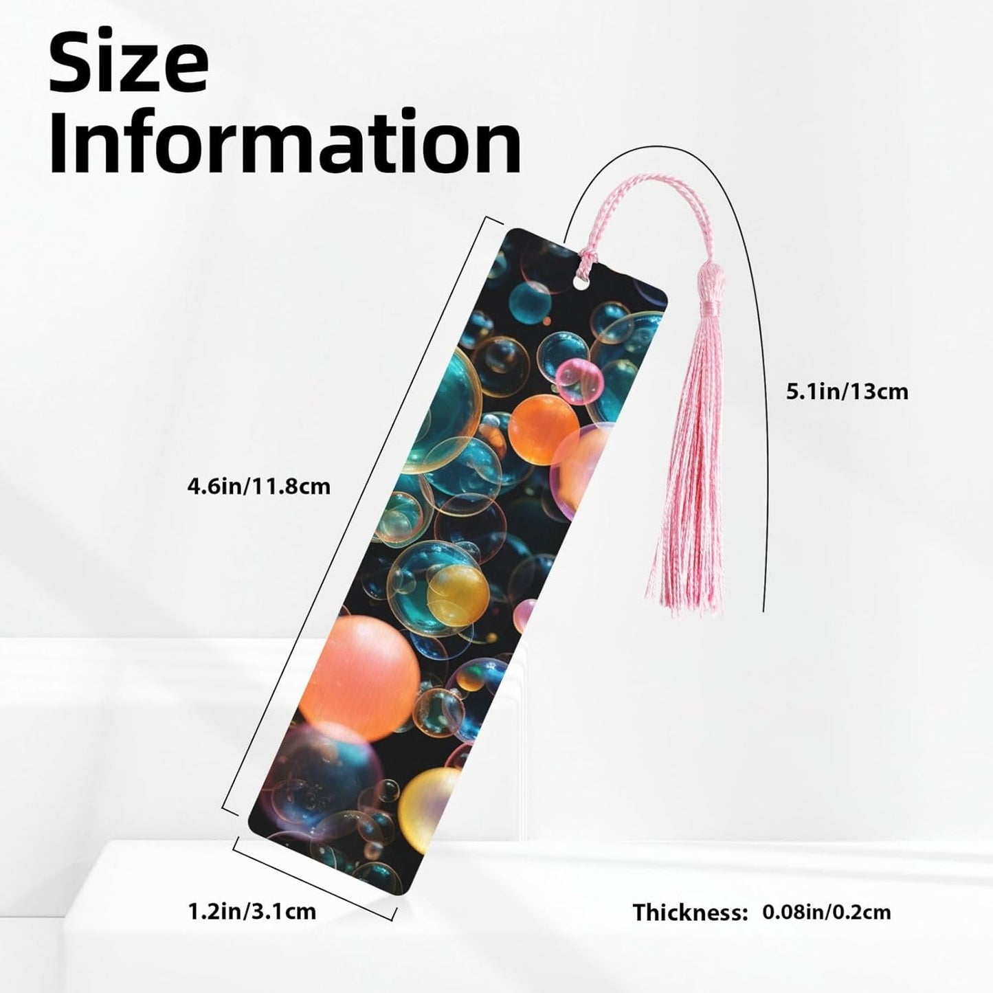 Soap Bubbles Bookmarks Gifts for Women Men, Wooden Bookmarks for Book Lovers, Vintage Book Marks Ornaments with Tassel, Unique Personalized Reading Page Markers Pink