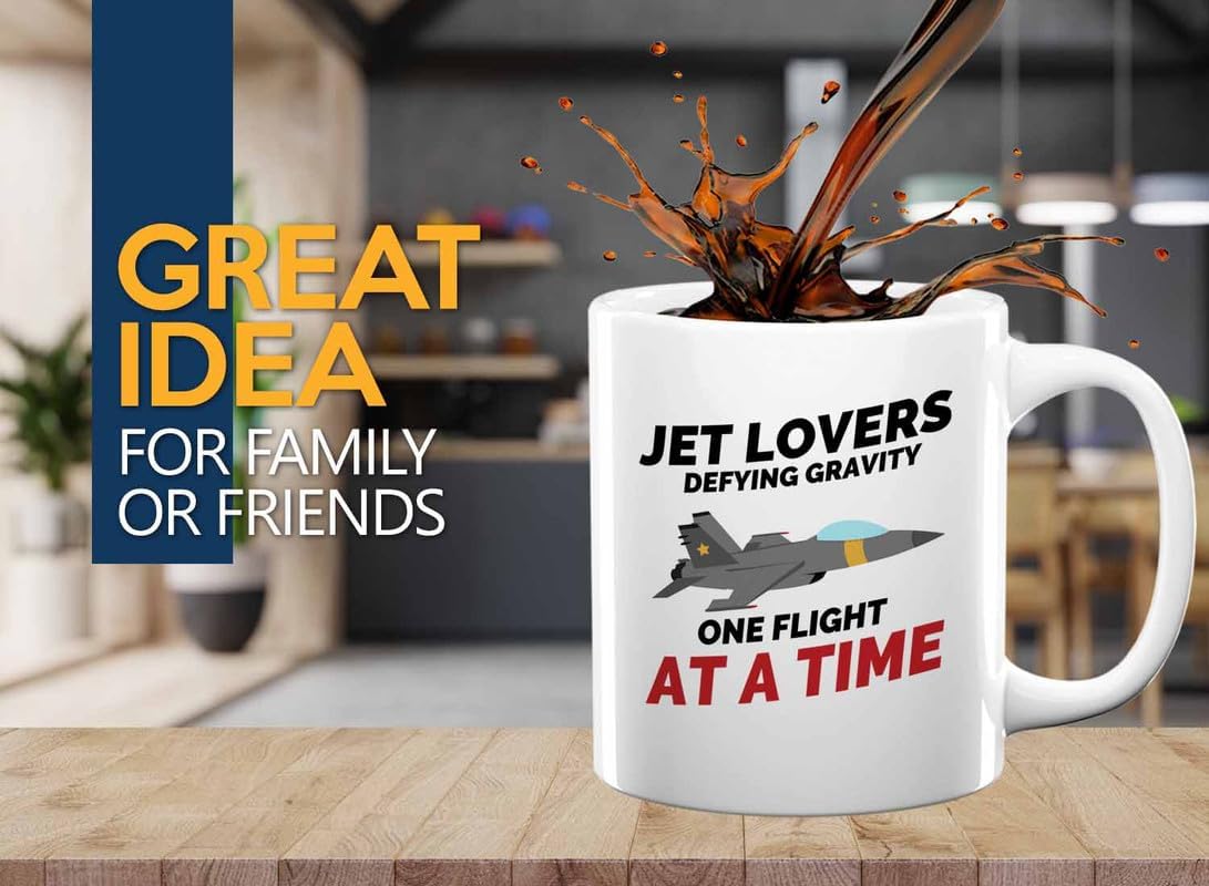 Jet Pilot Coffee Mug 11oz White - Jet lovers Defying gravity - Pilot Gifts Airplane Flying Captains Aviator Airline Aviation