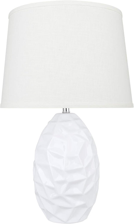 Aspen Creative 40180-11, 21-1/2" High Transitional Ceramic Table Hardback Empire Shaped Lamp Shade, 13" Wide, Beige White