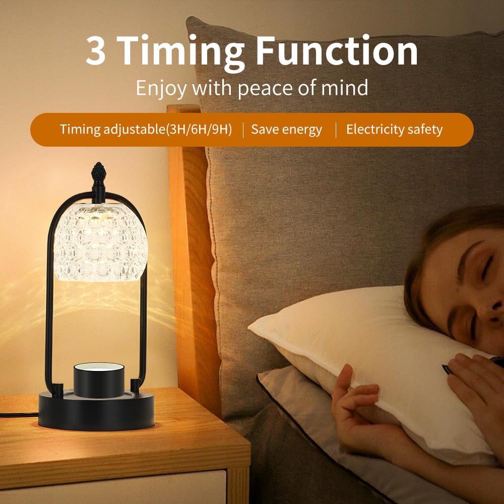 Candle Warmer Lamp with led Color Changing, Electric Candle Lamp Warmer wtih Timer Candle Warmer Gifts for Mom Bedroom Home Decor (Double Pole-Blcak)