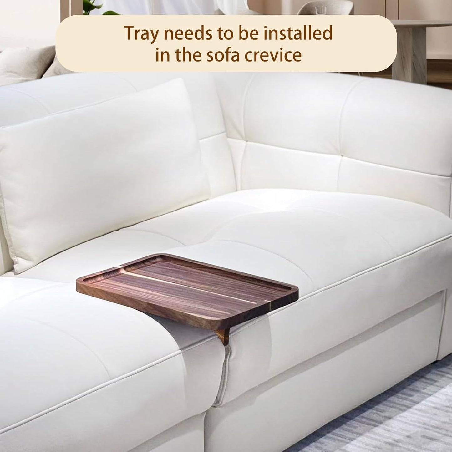 Sofa Tray, Solid Wood Tray Table Foldable, Couch Desk No Odor for Drinks Snacks Phone Remote Control (Square-Shaped)