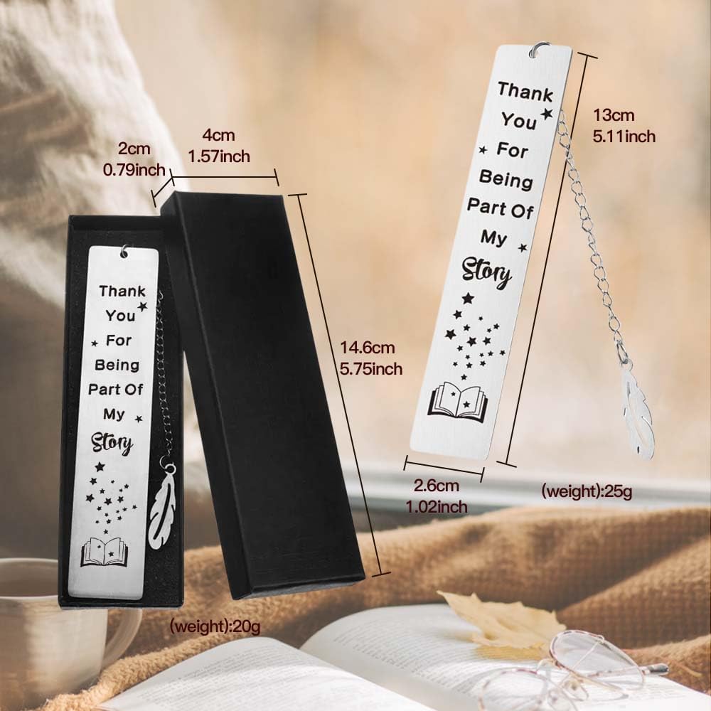 Thank You Gifts Metal Bookmarks for Women Men Book Lovers Teens Students,Stainless Steel Leaf Pendant Book Mark with Exquisite Gift Box