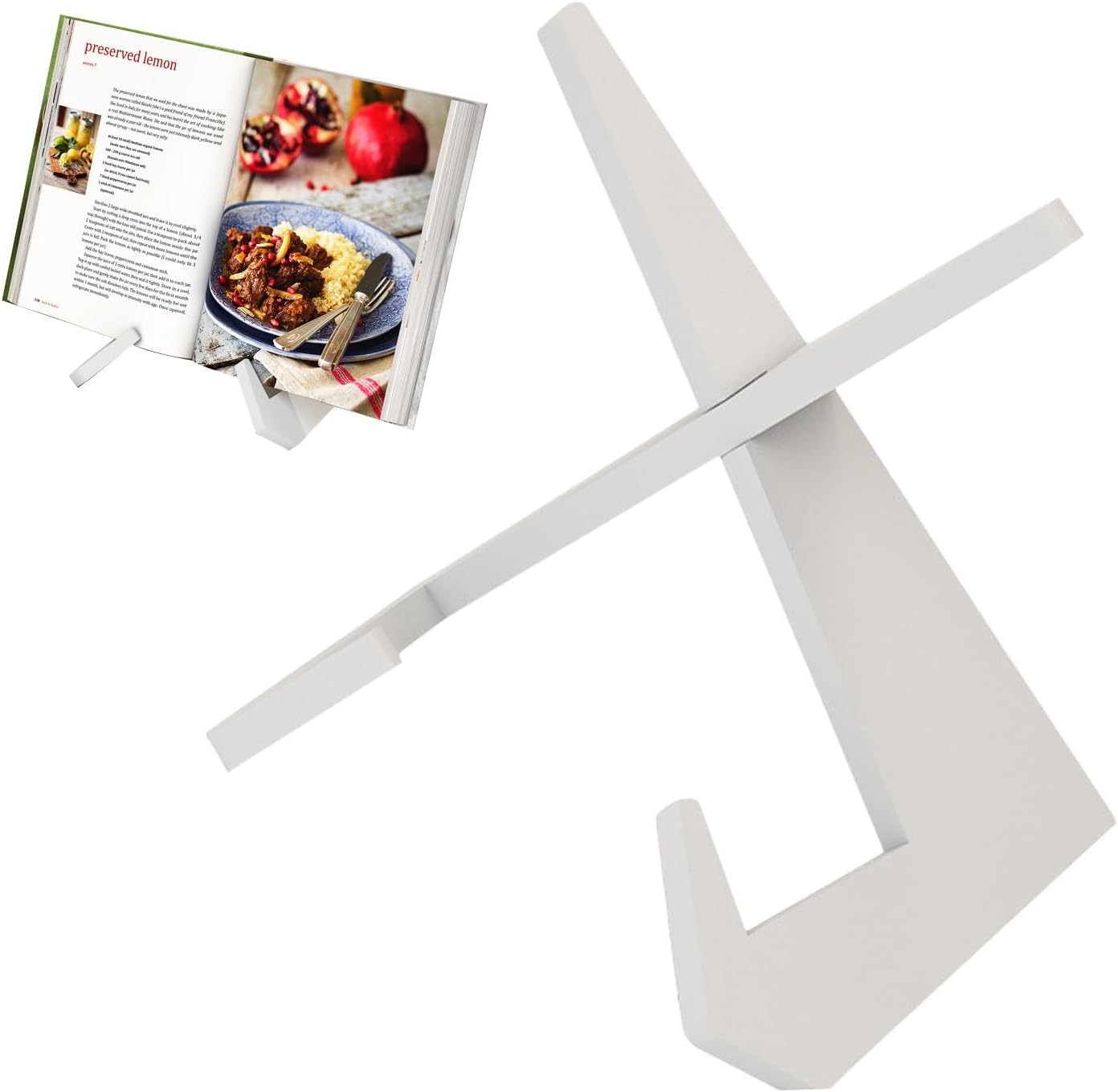 Cookbook Stand, Wooden Recipe Book Holder for Kitchen Counter- Reading Hands Free, Multifunctional Detachable Cookbook Holder Stand for Display of Recipes & Tablets