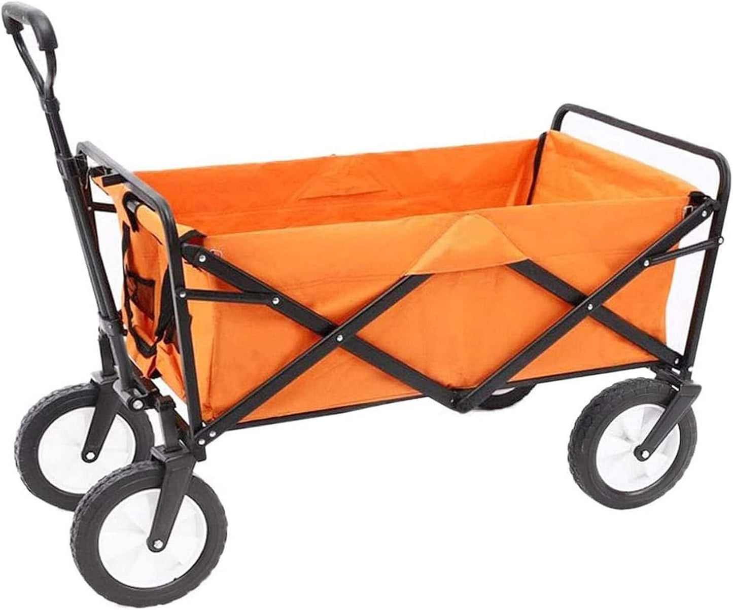 All Terrain Folding Beach Wagon with Adjustable Handle, Heavy Duty Steel Frame, 100kg Capacity, Pink(Khaki)