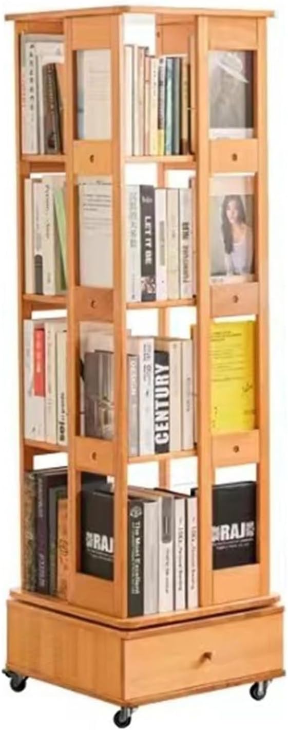 Rotating Bookshelf - 5 Tier 60.5in Bookcase, 360° Display Booksheleves Narrow Swivel Corner Book Shelf Standing Tall Storage Rack Adult Bedroom, Living Room (A 154cm/60.5in) (B 154cm/60.5in)