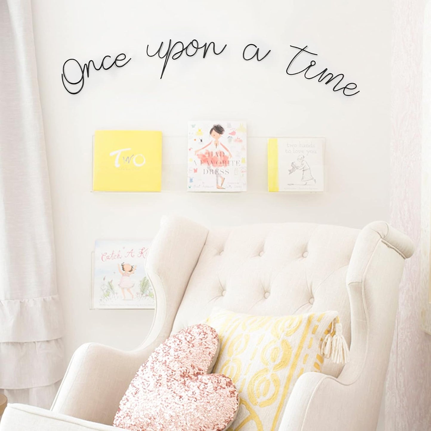 Qmetalart Once Upon a Time Metal Wall Art, Handmade DIY Nursery Wall Decor for Toddlers Bedroom Kids Bookshelf Reading Book Nook Birthday Gift Ideas