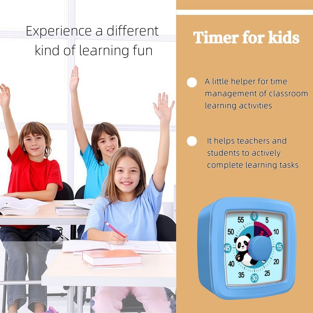 Visual Timer for Kids and Adults, 60-Minute Countdown Timer for Classroom & Kitchen, Desk Timer for Study, Time Manager Tool for Kids with Cute Cartoon