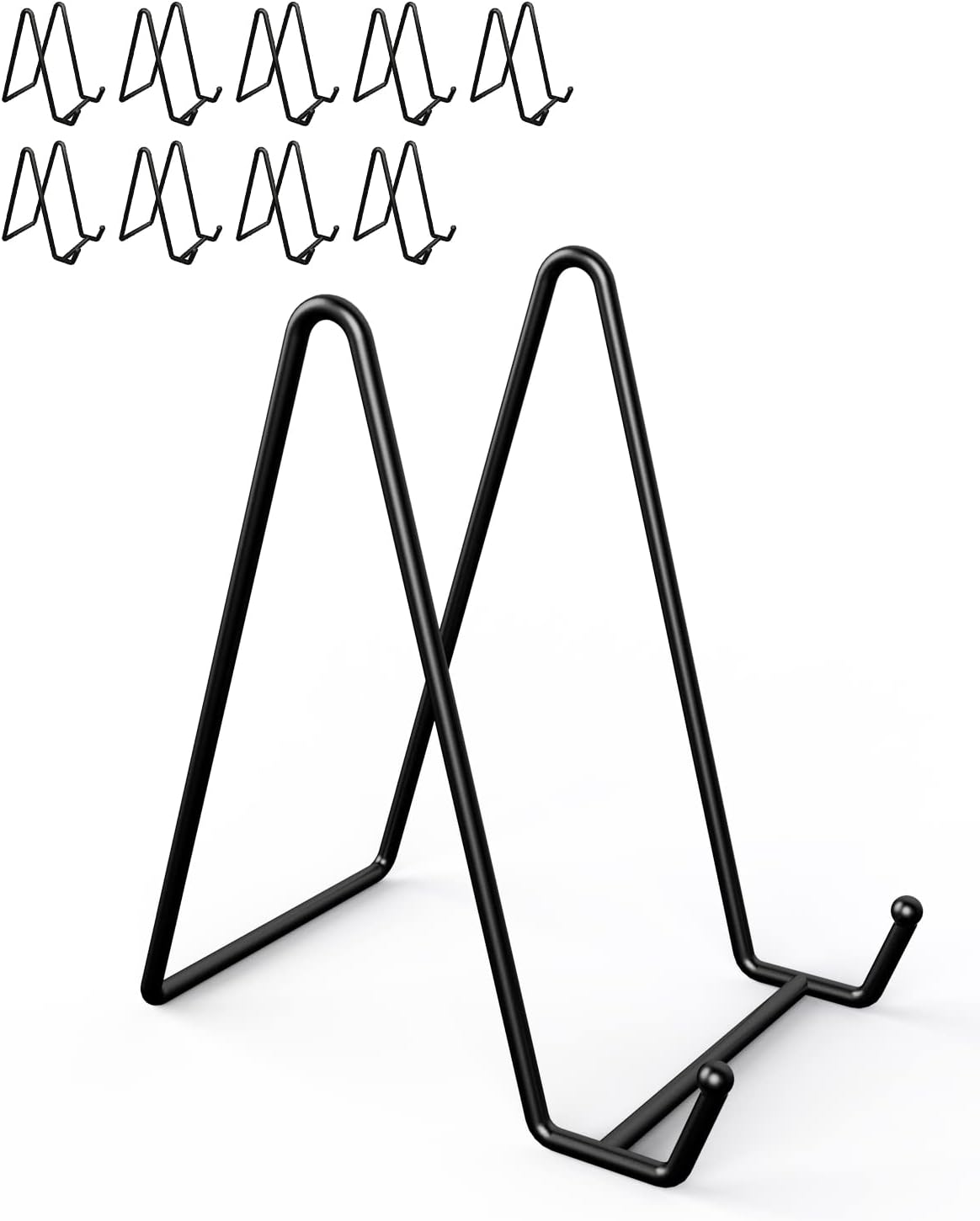 Lzerking 10 Packs Display Stands for Plate, 6 Inches Black Plate Stands for Display, Metal Plate Holder Picture Stand for Picture, Decorative Plate, Book, Photo