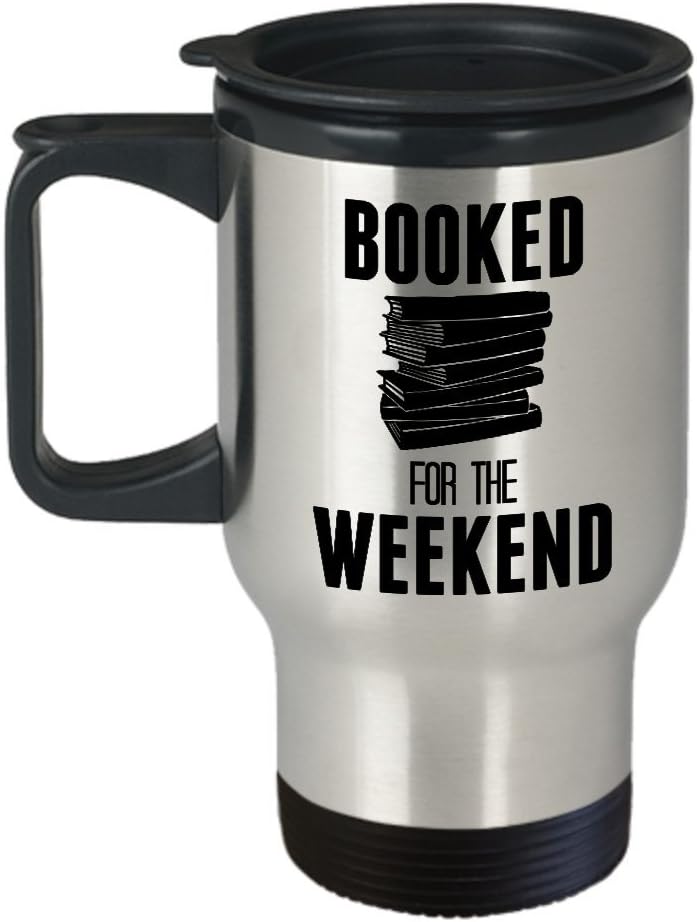 Bibliophile Mug - Booked For The Weekend - 14 oz Travel Book Reading Lovers Best Inappropriate Sarcastic Coffee Comment Tea Cup With Funny Sayings, Hilarious Unusual Quirky Gag Gifts for Men and Women