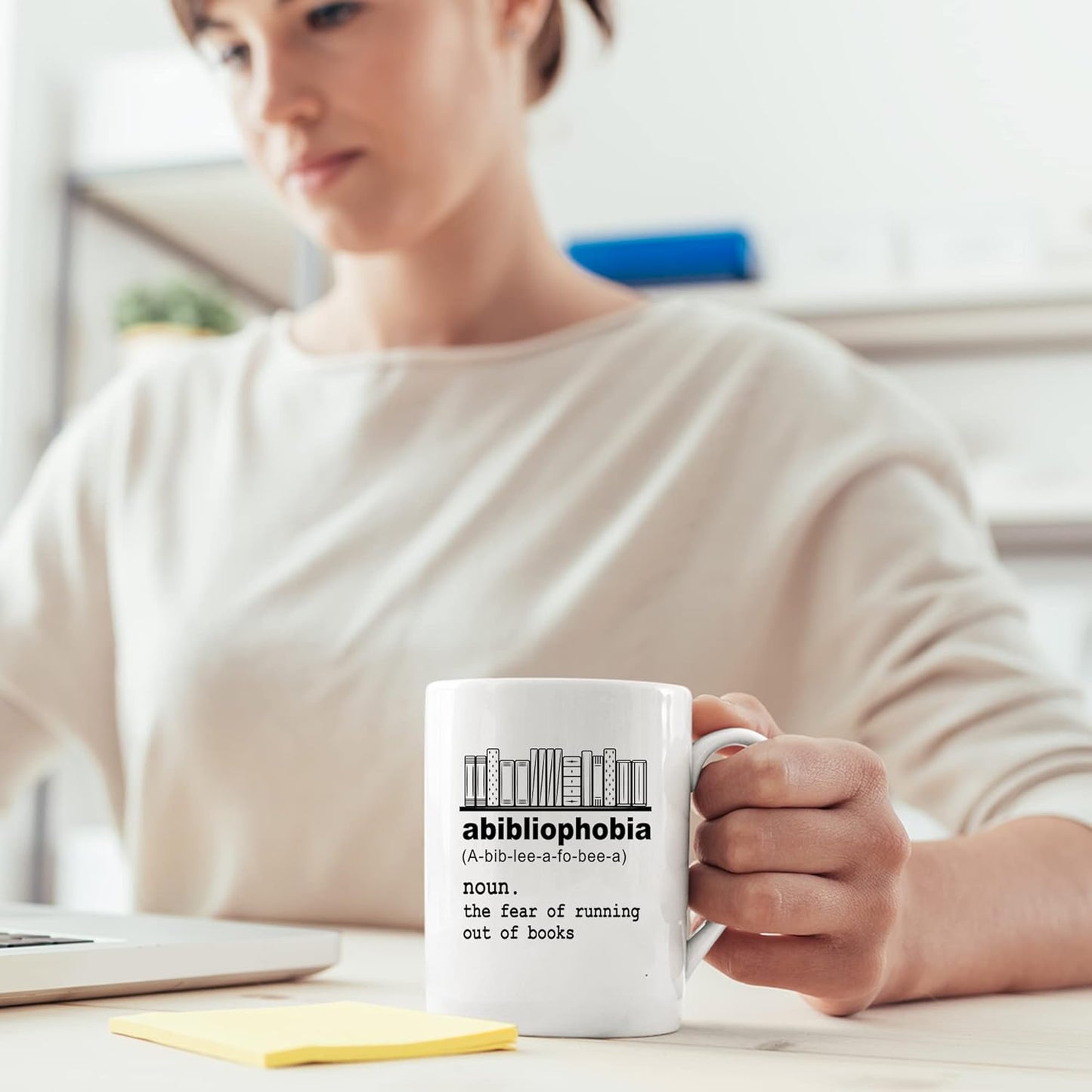 Panvola Abibliophobia Definition Mug Book Lover Gifts For Women Men Librarian Reader Novelty Drinkware Ceramic Coffee Mug White (11 oz)