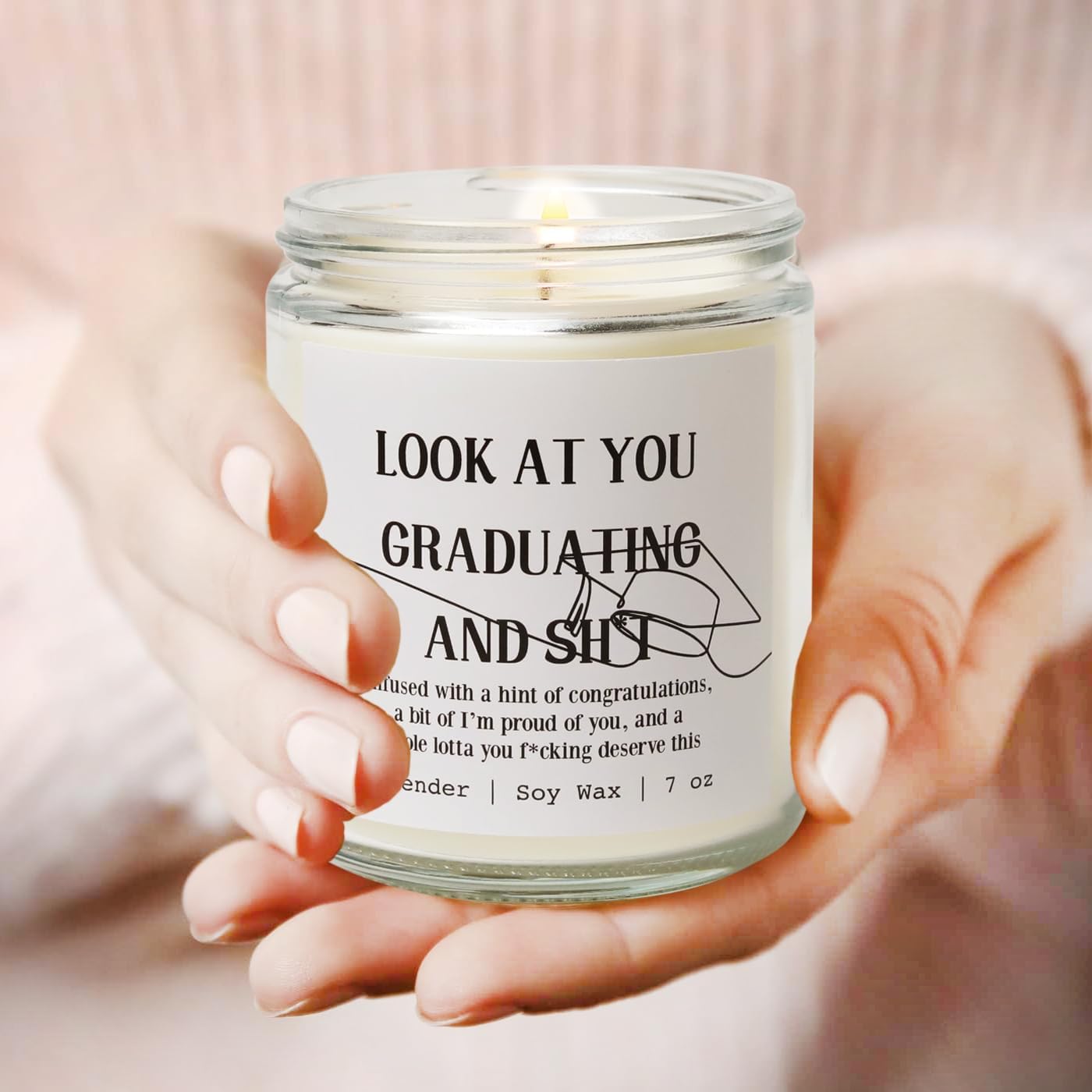 2025 Graduation Gift for Her or Him – Funny Handmade Scented Candle 7oz, Lavender – Graduation Gifts for Women, Men, Nurse, PhD, Law School, Masters, College, High School（Graduating