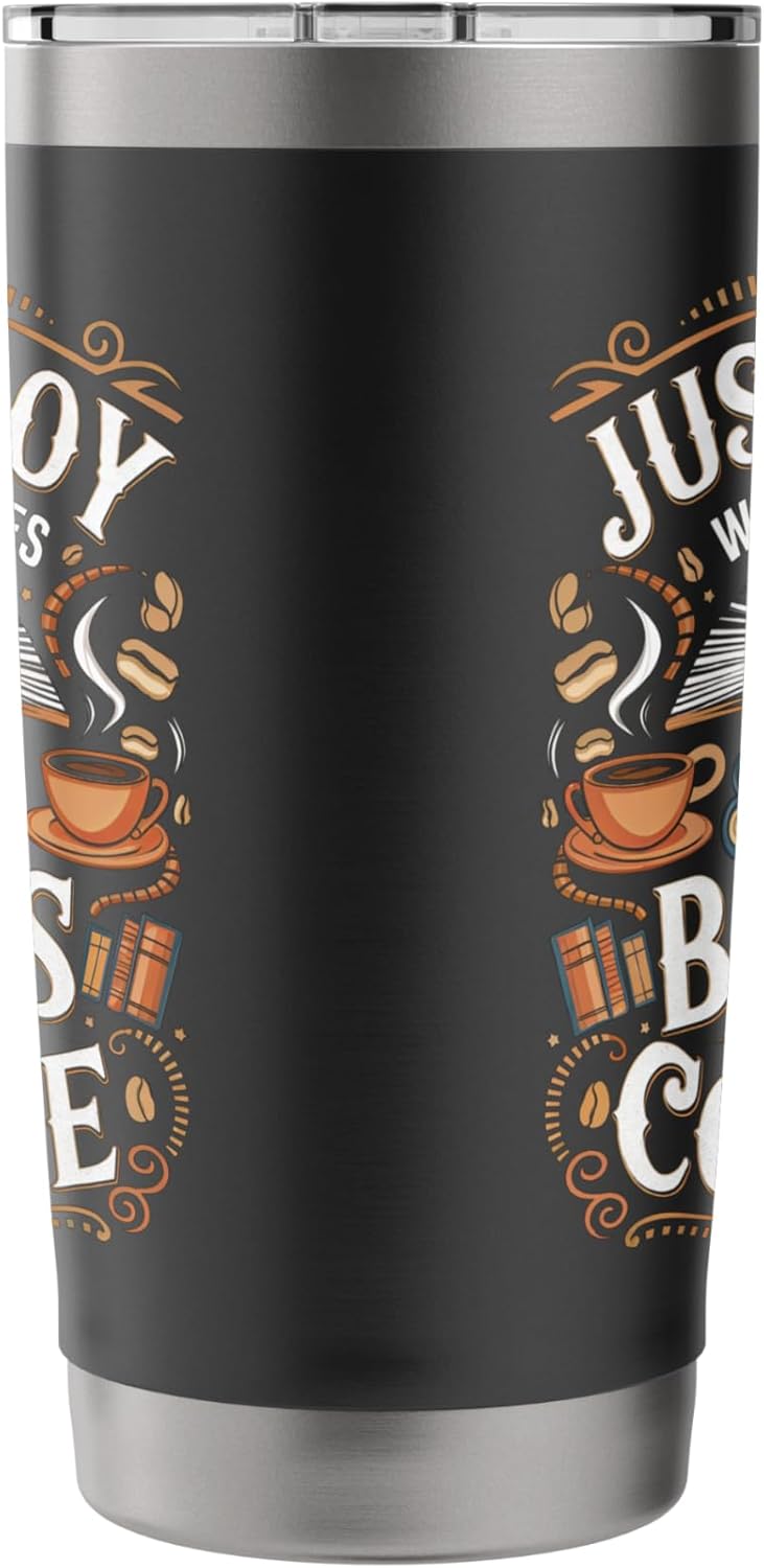 Just a Boy Who Loves Books Coffee Bookworm Book Reader Stainless Steel Insulated Tumbler