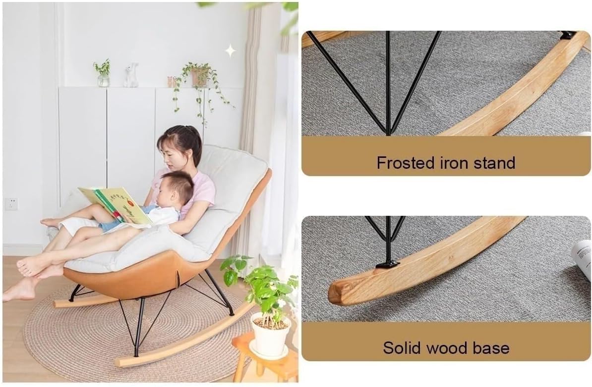 LSLYTQ Living Room Reclining Rocking Chair, Rocking Chair with Foot Stool, Balcony Relaxing Chair, Armchair, Soft Leather Chair, Bedroom Lounge Living Room Reading Chair