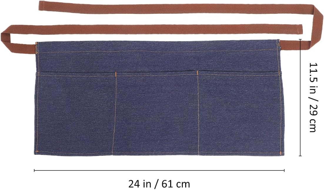 DOITOOL Unisex Server Apron with 3 Pockets, Waitress Waiter Waist Short Half Aprons for Men Women Cooking Dishwashing Cleaning Painting Gardening Barbecue