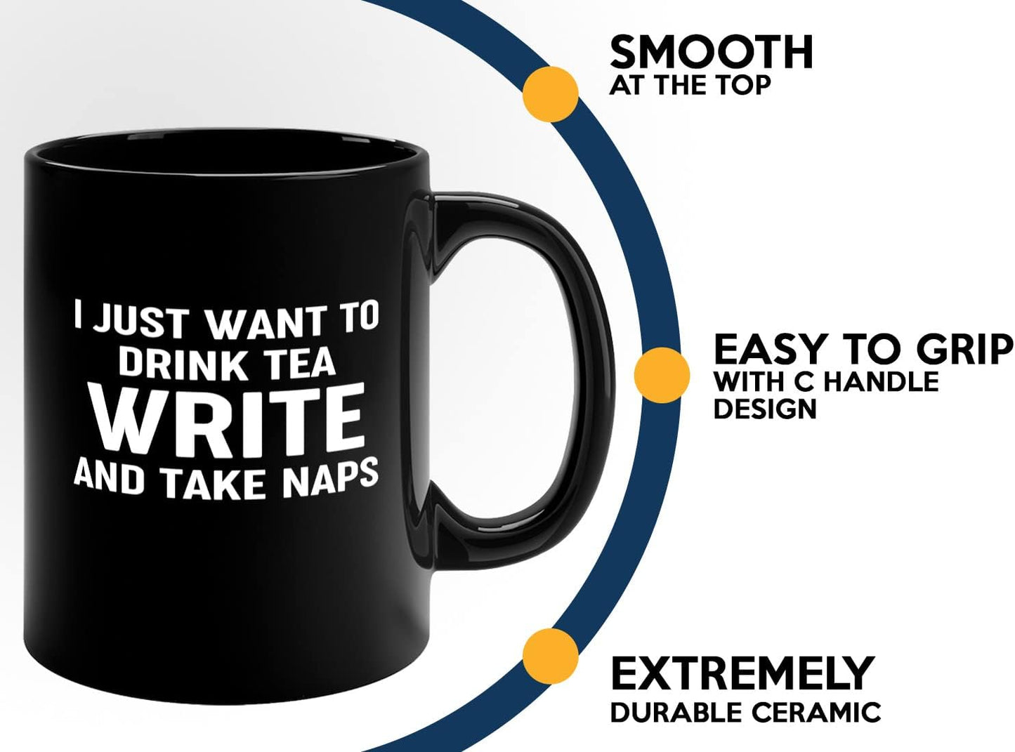 Journalist Coffee Mug 11oz Black -Tea Write Naps - Reading Lover Book Club Gift Author Appreciation Writer Journalism Novelist Scriptwriter