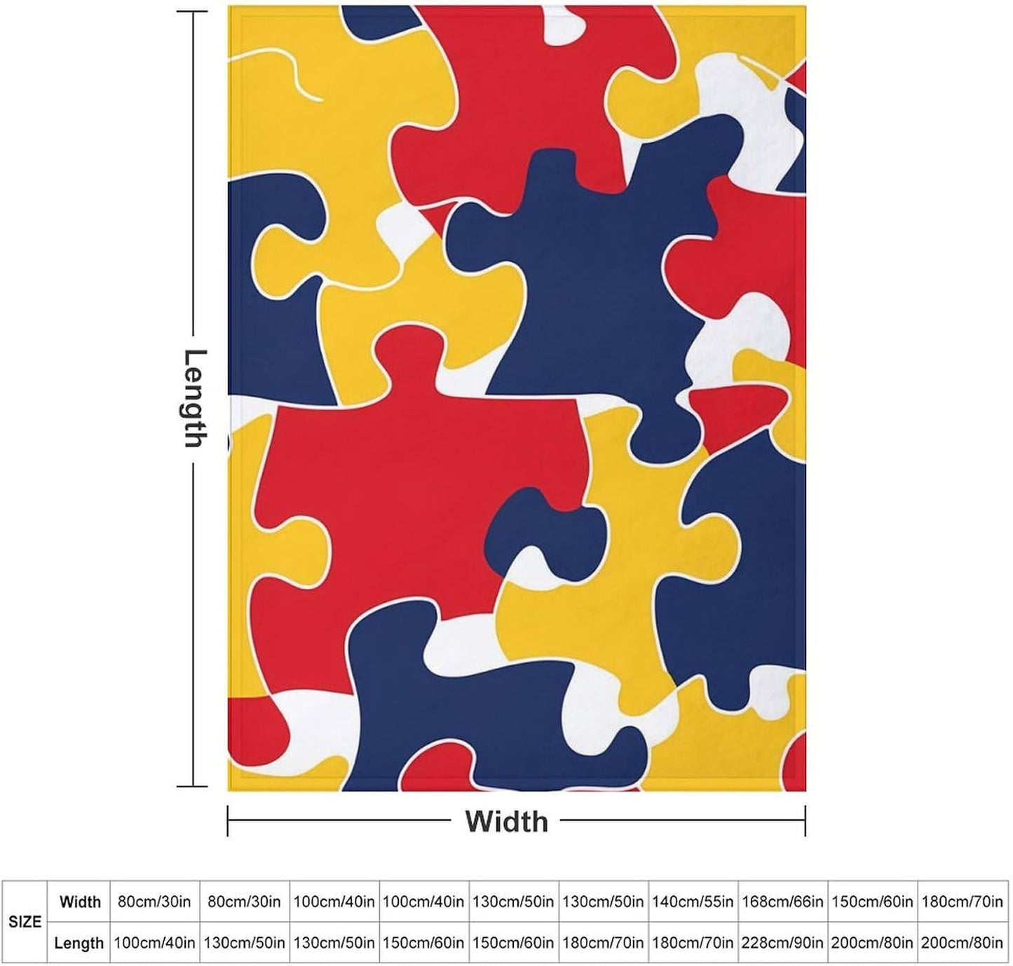 Autism Awareness Puzzle Throw Blanket for Couch Bed Plush Cozy Fuzzy Flannel Blanket for All Season 66"x90"