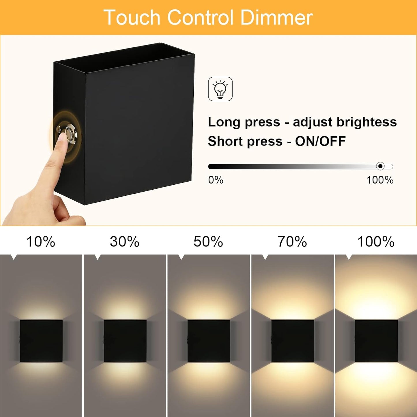 Battery Wall Sconces Set of Two, Rechargeable Colored Wall Lights with Remote, Stick Up and Down Indoor Lighting Cordless Sconce for Hallway, Black