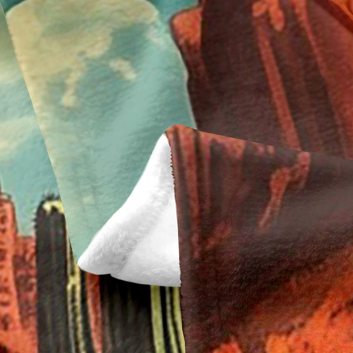 Castle Fairy Cowboy Flannel Fleece Throw Blanket 60"x80" Magical UFO Alien Spacecraft Fuzzy Blanket for Sofa Couch Desert Adventure All Season Bed Blankets Lightweight Plush Blankets,Orange