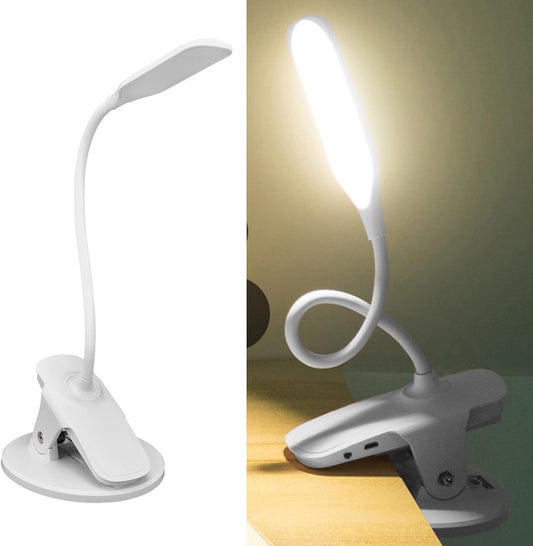 Topyond Desk Lamp with Clamp, 360° Adjustable USB Clip Light, Eye Caring Reading Lamp with Heat-Resistant Base for Home Office Dormitory Study