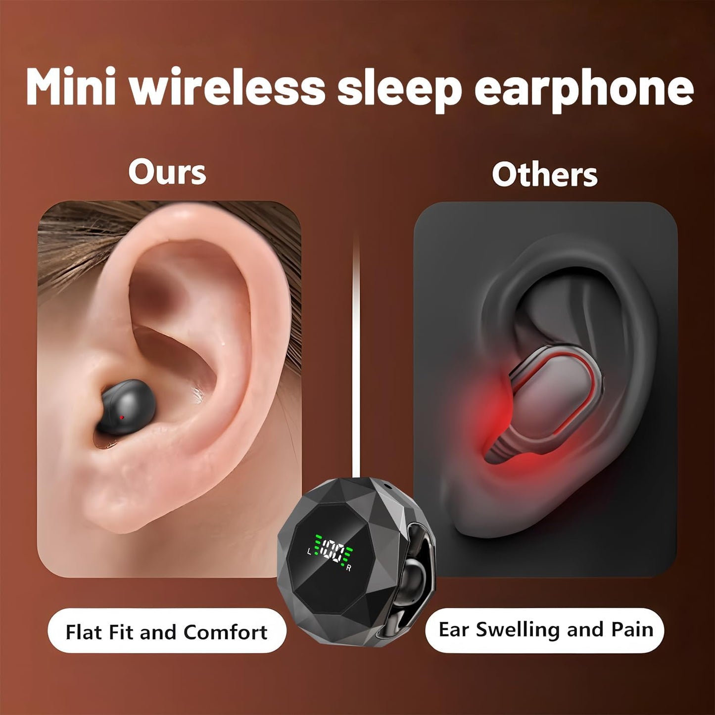 Wireless Earbuds,Invisible Sleep Headphones, Bluetooth 6.0 Headphones with ENC Noise Cancelling,Ultra Small Lightweight Half in-Ear Headphones for Sleeping, Workouts, Music-White