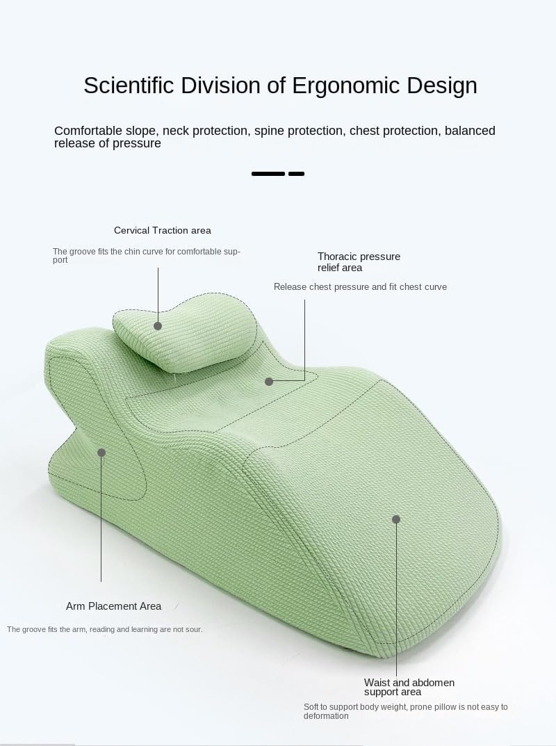 Face Down Pillow, Wedge Pillow with Neck Support, Prone Sleep Pillow, Sleeping On Stomach Pillow,Home Massage Pillow Washable Cover,with Face Down Massage Prone Pillow Function(White and Blue)
