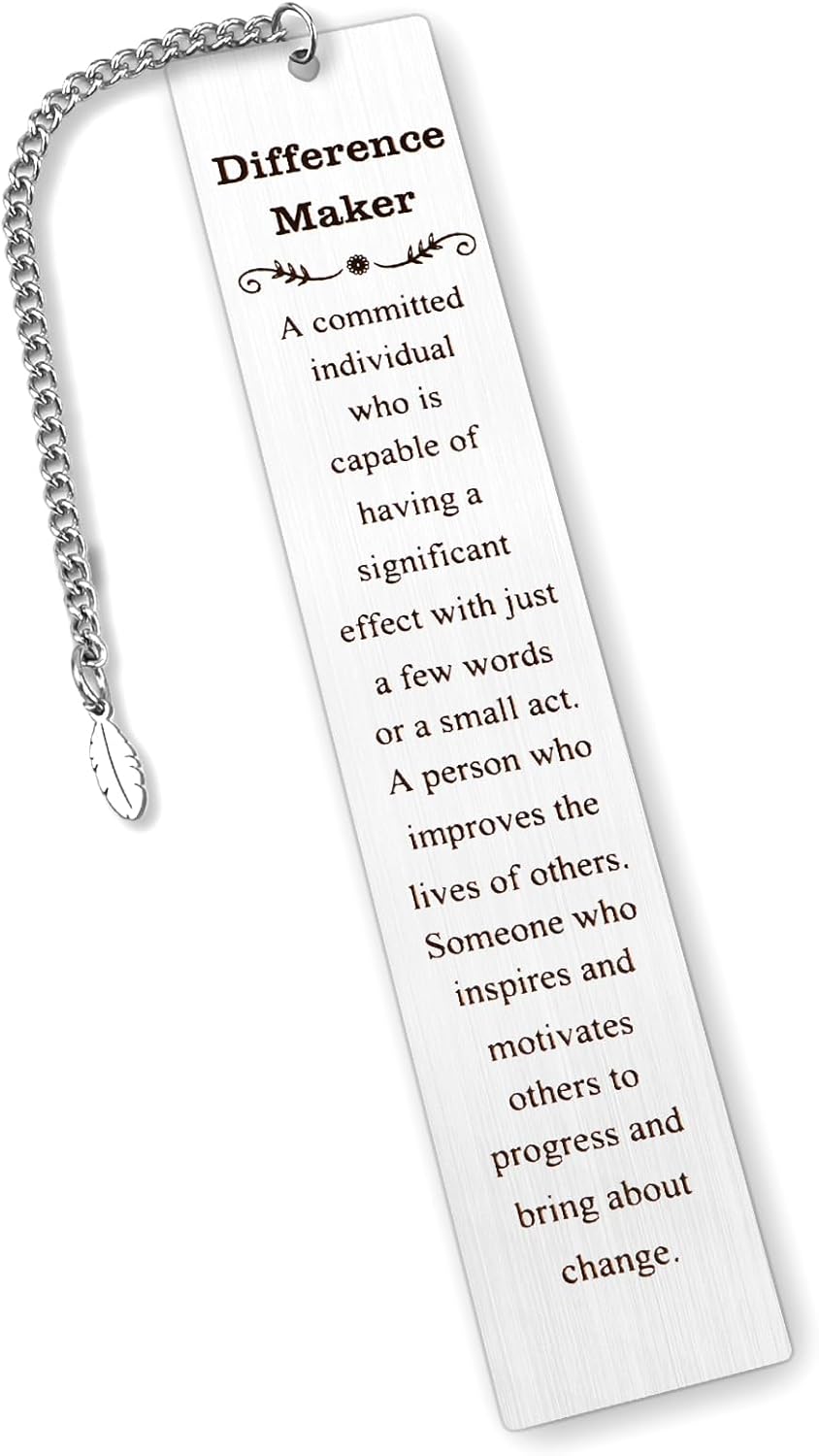 Thank You Gifts for Women Men Reading Lovers Metal Bookmark Book Accessories Difference Maker Employee Appreciation Coworker Leaving Farewell Inspirational Motivational Gift Unique Birthday Gifts